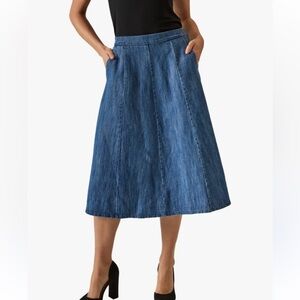 L.L. Bean Women’s A-Line Denim Skirt Classic Fit Size 8 Blue Cotton